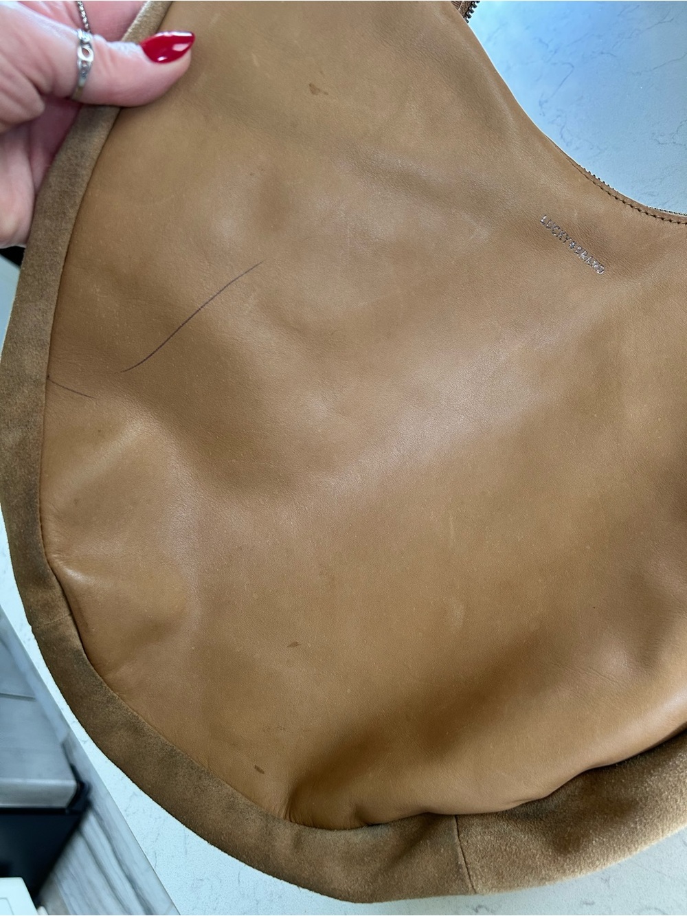 RARE Vintage Lucky Brand Patchwork Hobo Shoulder OR Crossbody Leather & Suede - Picture 11 of 16